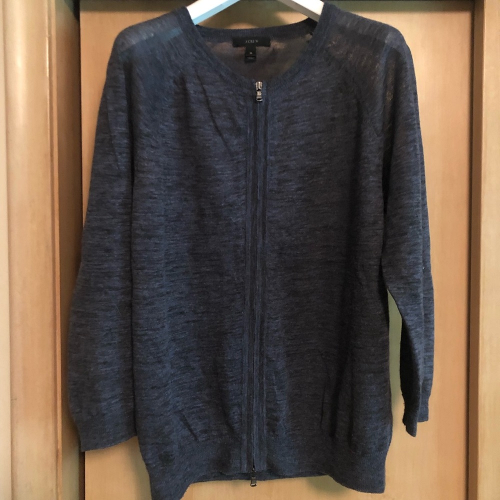 J Crew Heathered Navy 3/4 Length Sweater Size M